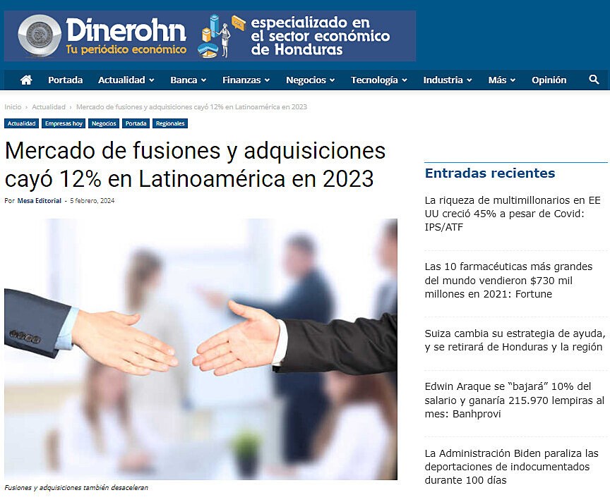 Mercado de fusiones y adquisiciones cay 12% en Latinoamrica en 2023